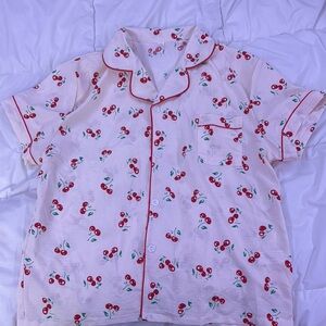 Cherry Print Pajama Top